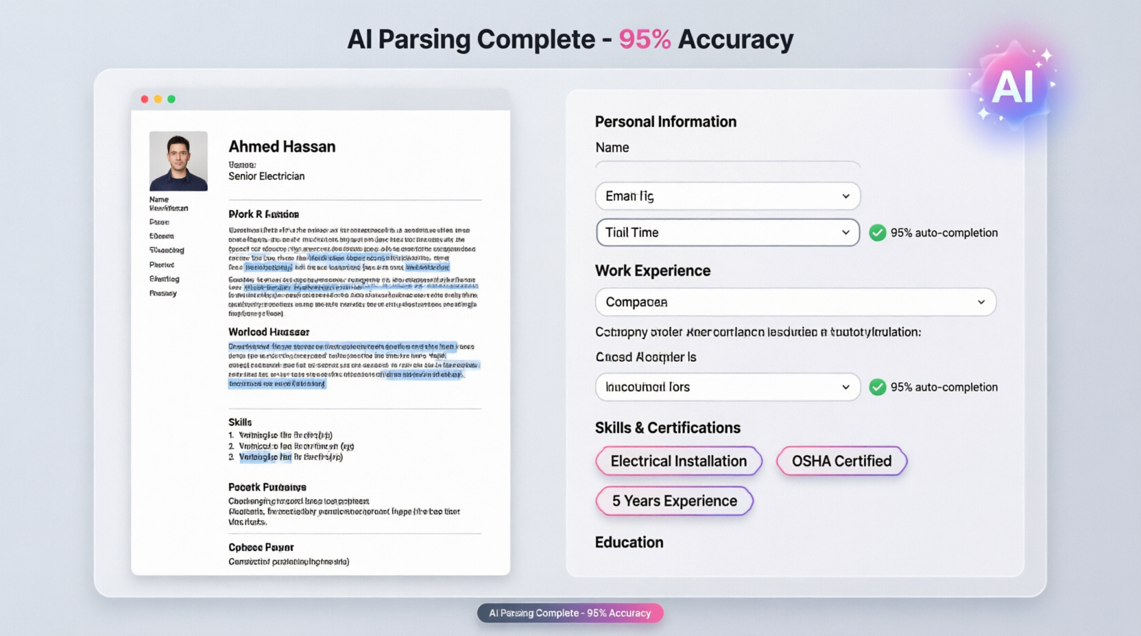 AI CV parsing and auto-form completion