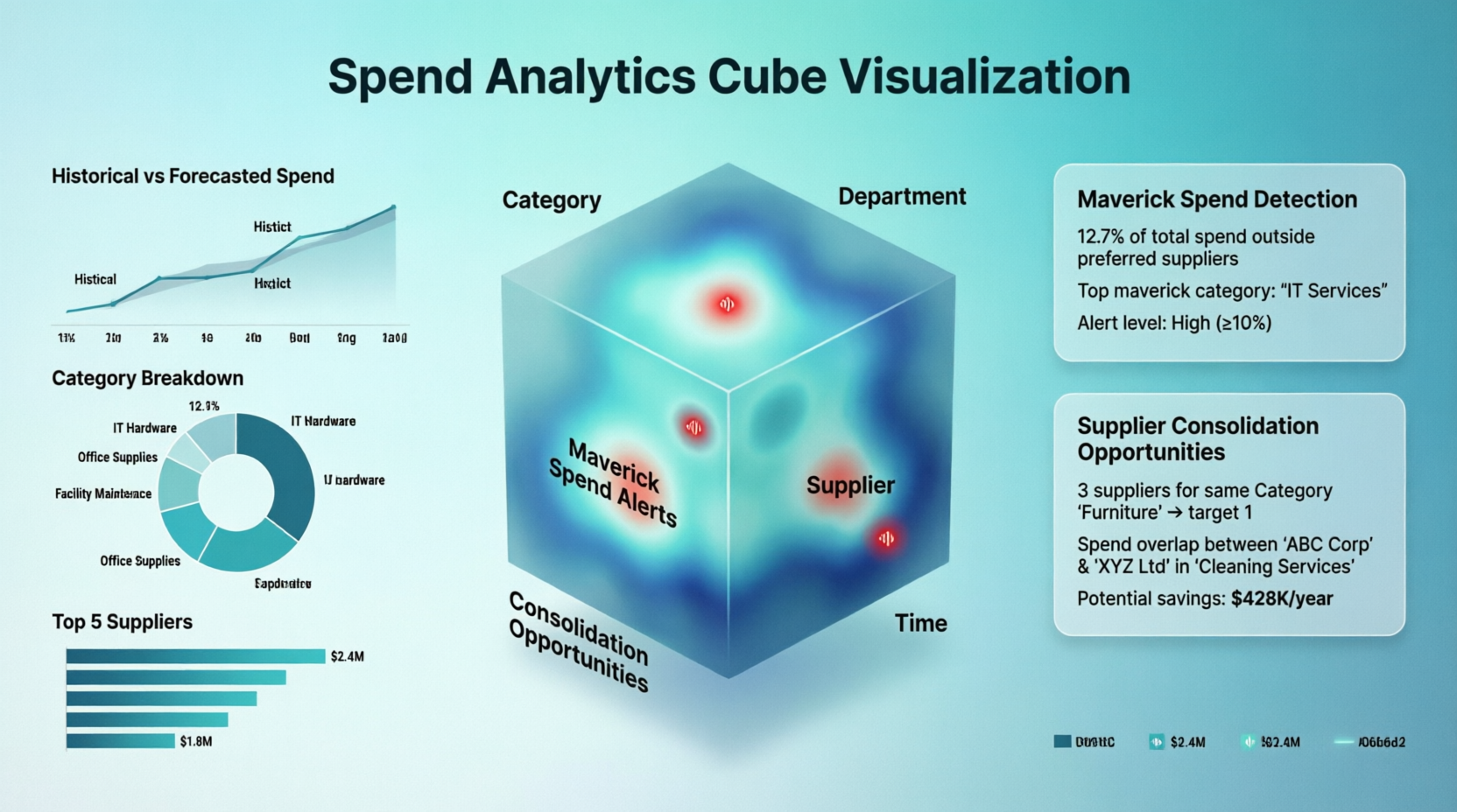 Spend analytics cube with UNSPSC classification